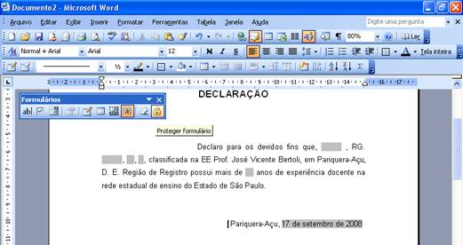 Proteger formulário Proteger formulário