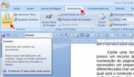 Criando um Índice no Word Criando um Índice no Word