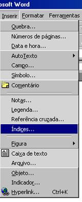 Inserir Índices Inserir Índices