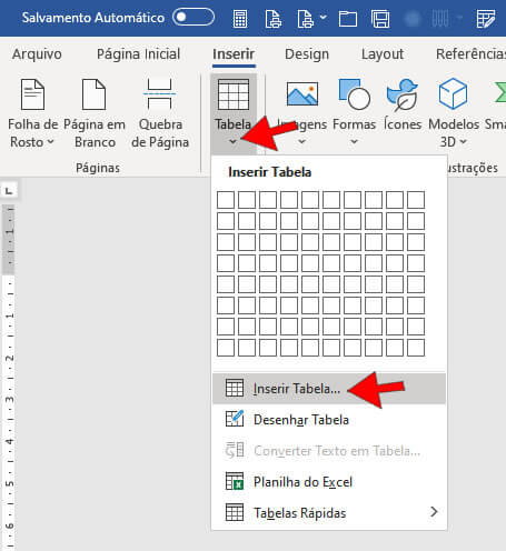 Inserir Tabela Inserir Tabela