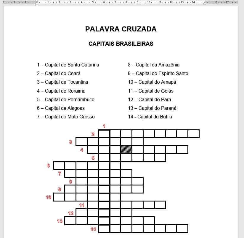 Palavra Cruzada Palavra Cruzada