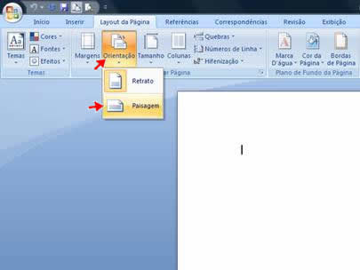 Como deixar a página em paisagem no Word 2007 Como deixar a página em paisagem no Word 2007