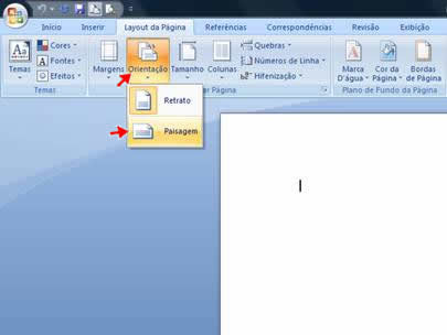 Como deixar a página em paisagem no Word 2007