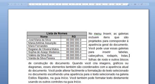 Tabela alinhada à esquerda Tabela alinhada à esquerda