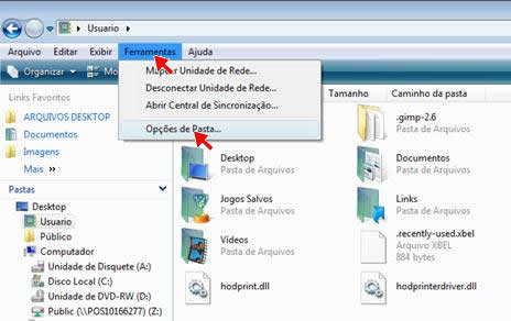 Opções de Pasta Opções de Pasta