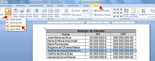 Excluir Linhas Excluir Linhas