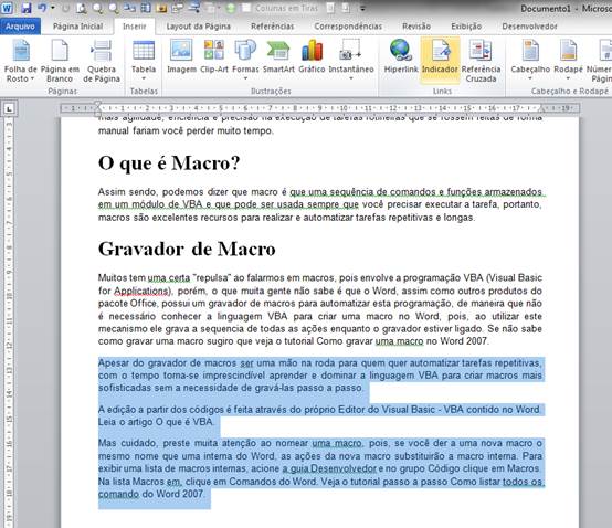 Inserir Indicador Inserir Indicador