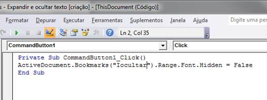 Janela de Código VBA Janela de Código VBA