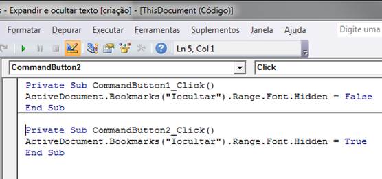 Janela de Código VBA