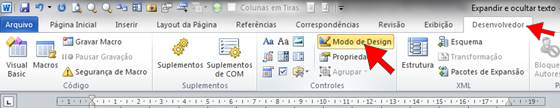 Ativar ou desativar o Modo de Design Ativar ou desativar o Modo de Design