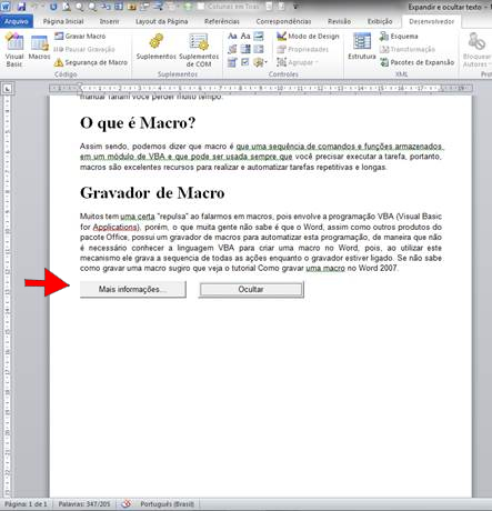 Expandir e Ocultar Texto no Word Expandir e Ocultar Texto no Word