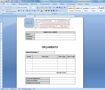 Nota de Orçamento Nota de Orçamento