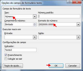 opções do campo de formulário texto opções do campo de formulário texto