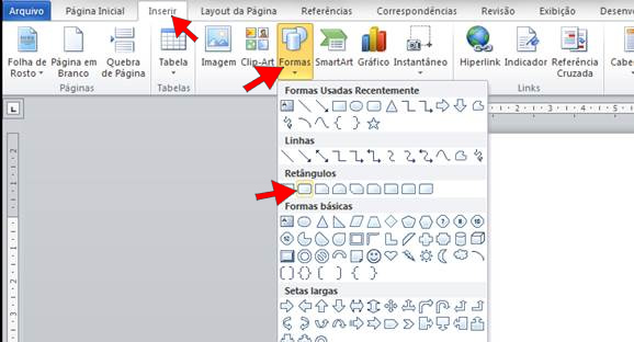 Inserir retângulo com cantos arredondados