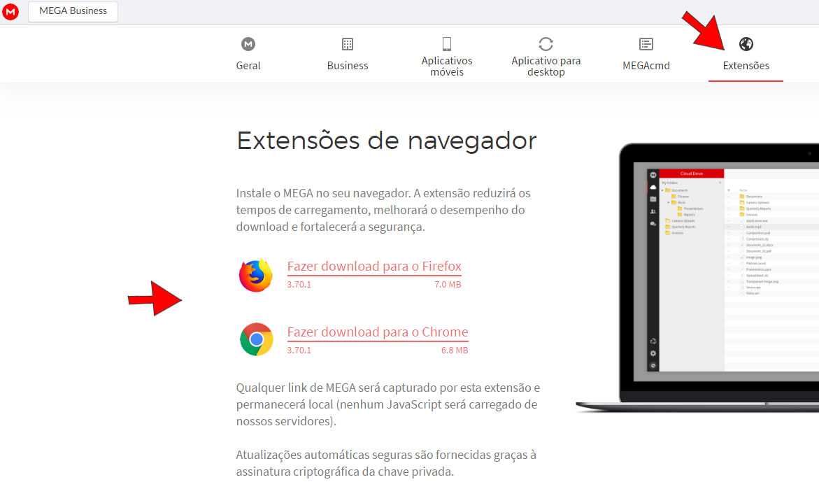 baixar extensão do Mega