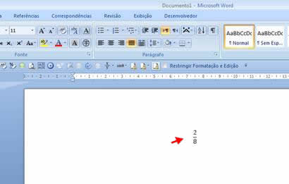 como fazer fração no Word