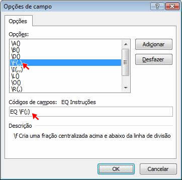 fórmula para inserir fração no Word fórmula para inserir fração no Word