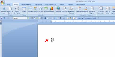 como fazer fração no Word