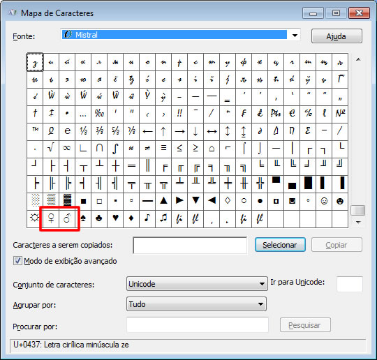 Mapa de Caracteres