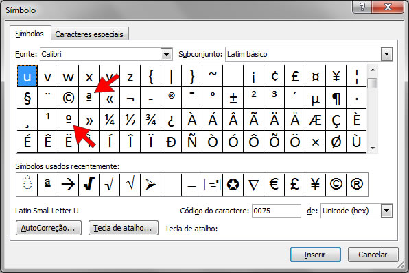 Inserir caractere de número ordinal no Word do Smartphone 