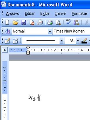 Como fazer uma fração no Word 2003