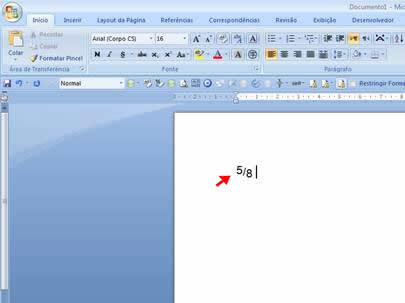 Como fazer fração no word 2007
