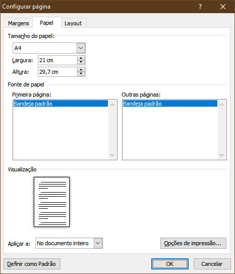 Confiruar papel de acordo com as normas abnt