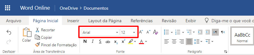 Configurar fonte no Word Online Configurar Fonte no Word Online