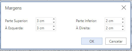 Margens no Word Online Margens no Word Online