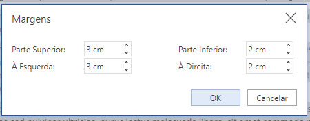 Margens no Word Online
