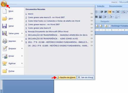 Opções do Word Opções do Word