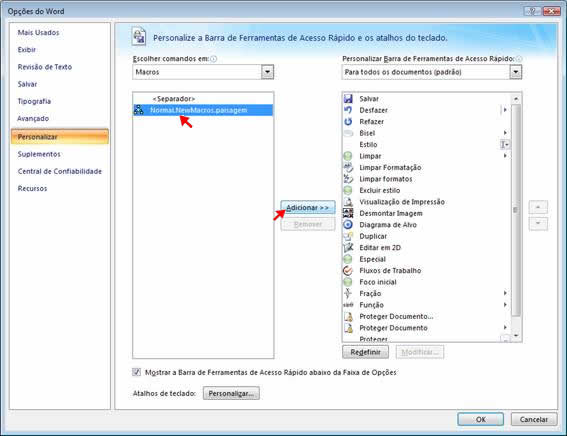 Adicionar macro Adicionar macro