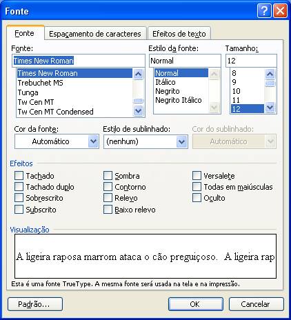 Formatar fonte Formatar fonte