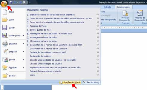 Opções do Word