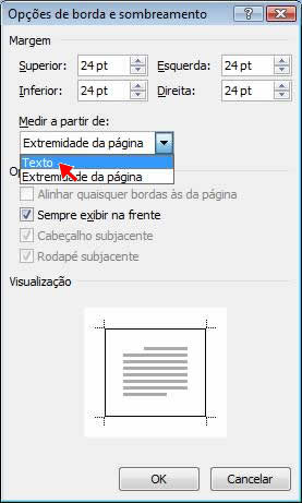 Opções de Borda e Sombreamento Opções de Borda e Sombreamento