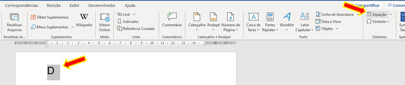 Inserir Equação no Word Inserir Equação no Word