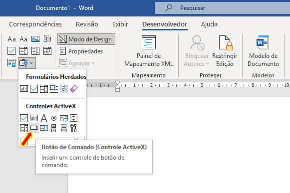 Inserir Botão de Comando Inserir Botão de Comando