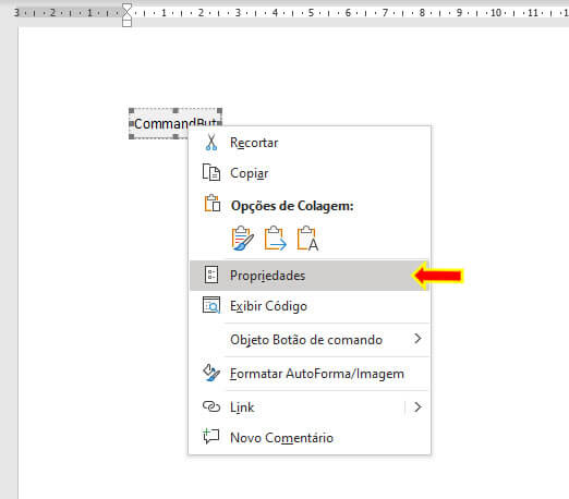 Propriedades do Controle Botão de Comando