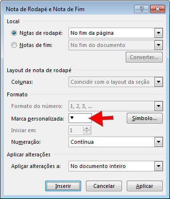 Marca personalizada em nota de rodapé Marca personalizada em nota de rodapé