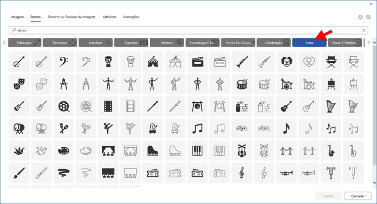 Inserir ícone de nota musical Inserir ícone de nota musical