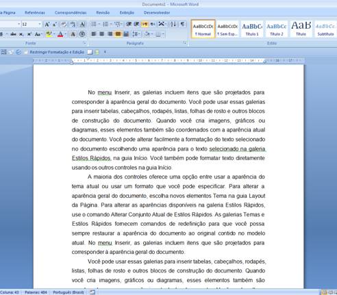 Texto no Word Texto no Word