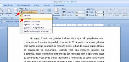 Número de linhas continuo Número de linhas continuo