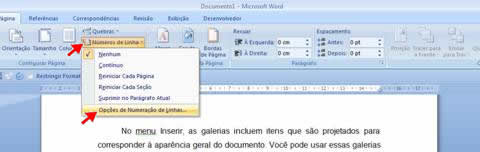 Opções de Numeração de Linhas... Opções de Numeração de Linhas...