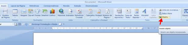 Inserir Objeto Inserir Objeto