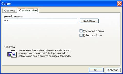 Caixa de diálogo Objeto Caixa de Diálogo Objeto