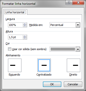 Formatar Linha Horizontal