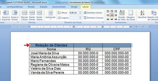 Ferramentas de Tabela Ferramentas de Tabela