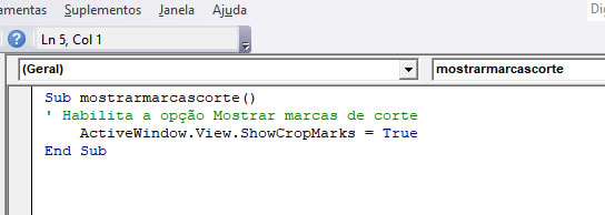 Código Mostrar Marcas de Corte no Word