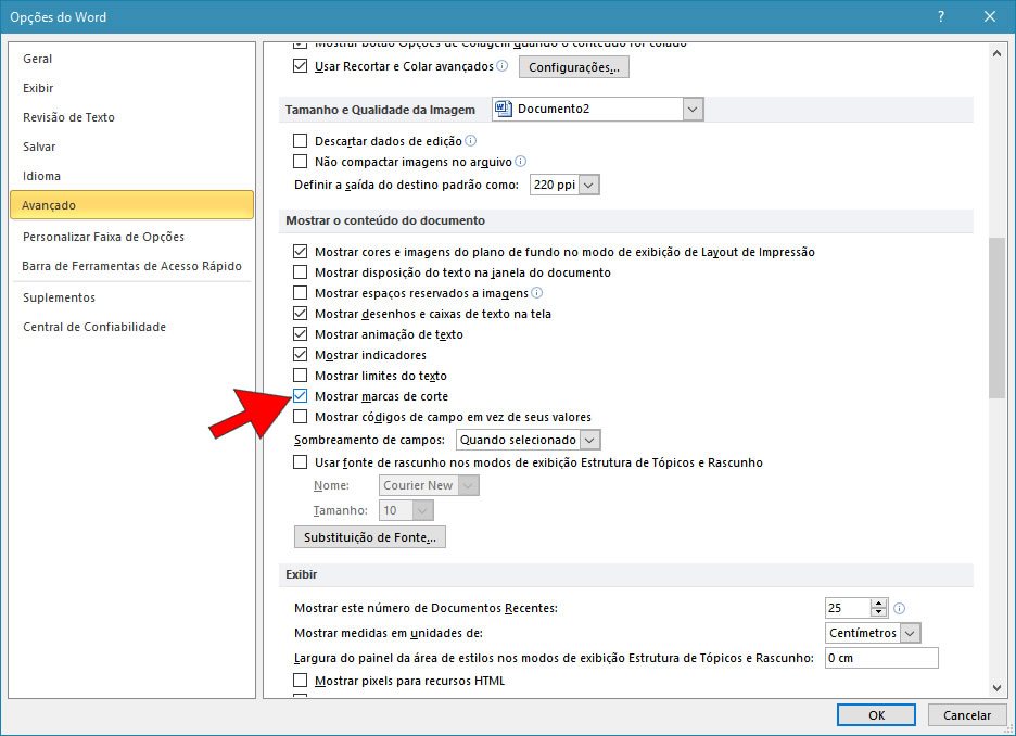 Mostrar marcas de corte Mostrar marcas de corte