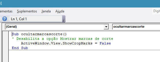 Código Ocultar Marcas de Corte Código Ocultar Marcas de Corte
